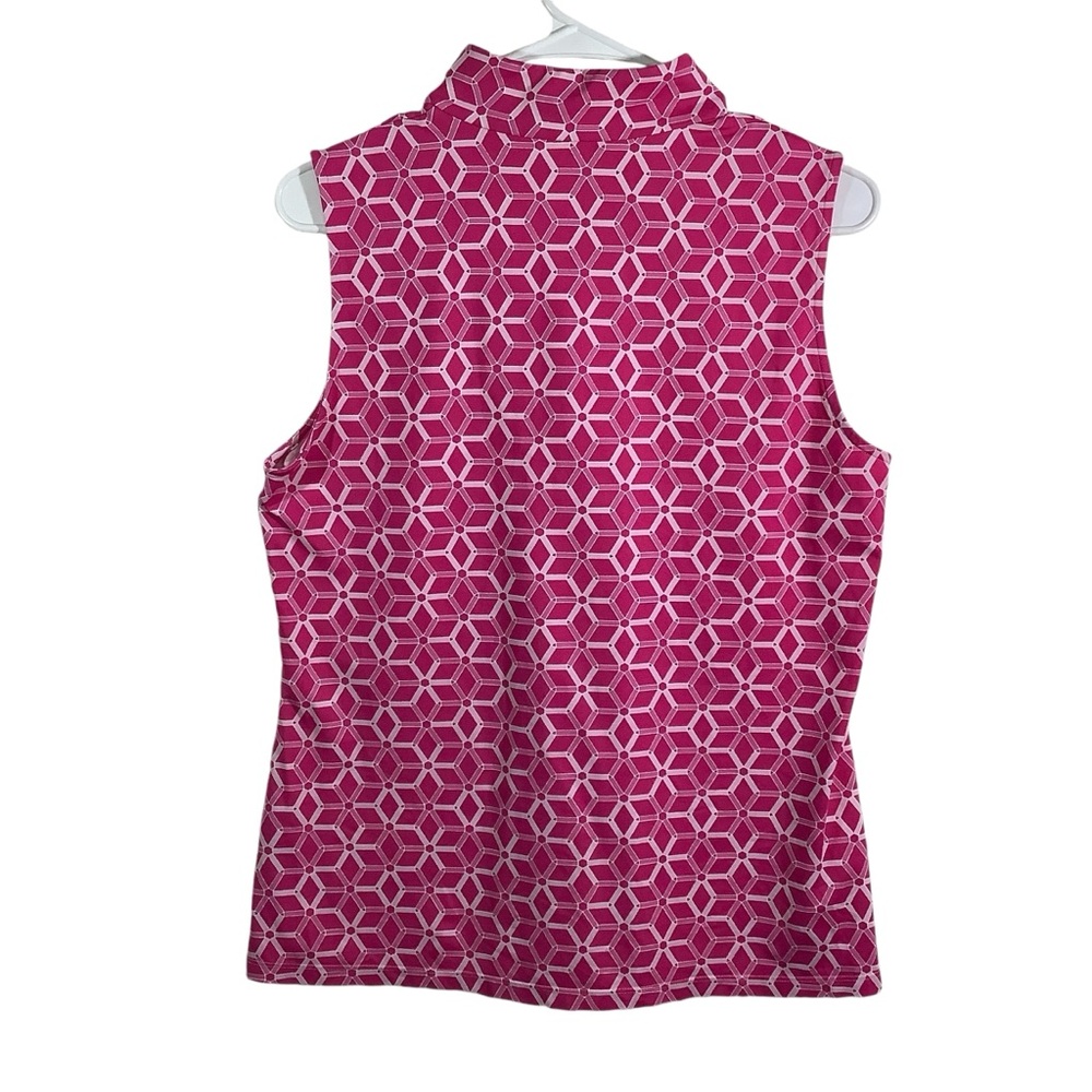 J. McLaughlin Pink White Sleeveless Polo Top - Picture 5 of 11